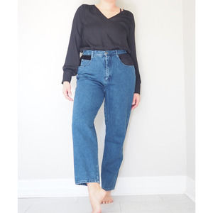 90s Vintage Zana Di Jeans High Waist‎ Relaxed Fit Velvet Accent Size 14 Waist 33